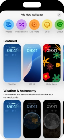 Press the required category and follow the instructions on the screen to select the required background image.