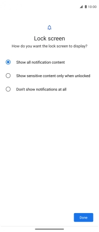 Press the required setting.