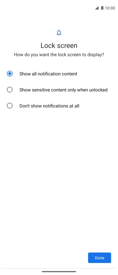 Press the required setting.