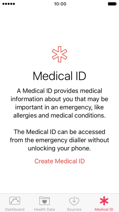 Press Create Medical ID.