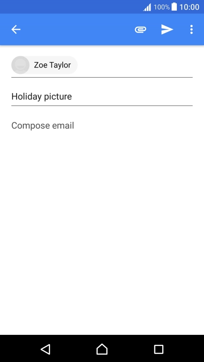 Press the text input field and write the text for your email message.