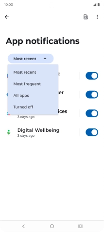 Press the required setting.