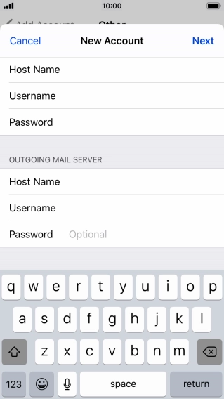 Press Password and key in the password for your email account. Please note that if you're using Vodafone's outgoing server, leave the password field empty.