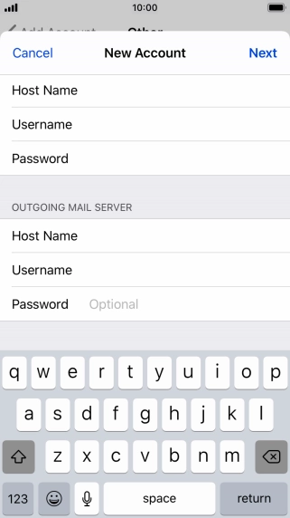 Press Password and key in the password for your email account. Please note that if you're using Vodafone's outgoing server, leave the password field empty.