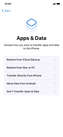 You can transfer content from an Android phone when your phone is activated for the first time and after a factory reset. When this screen is displayed, your phone is ready to transfer content from an Android phone.