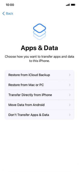 You can transfer content from an Android phone when your phone is activated for the first time and after a factory reset. When this screen is displayed, your phone is ready to transfer content from an Android phone.
