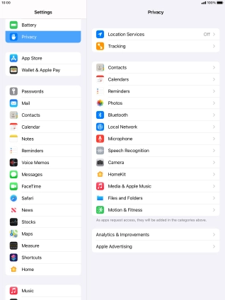 Press Location Services.