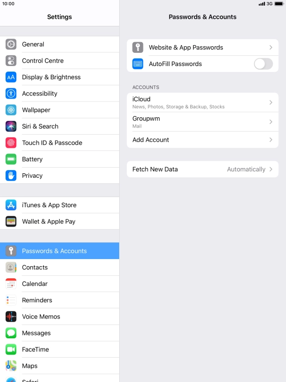Press the name of the email account you've just set up.