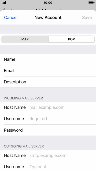 Press Host Name and key in the name of your email provider's incoming server.