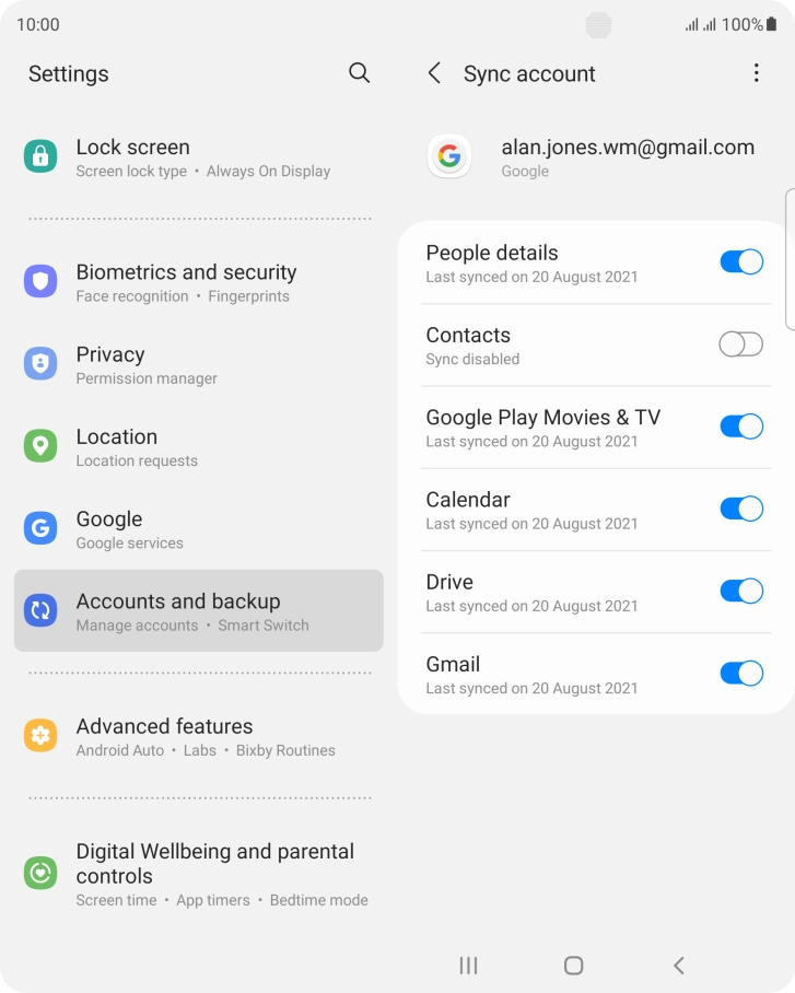 Press the indicator next to 
