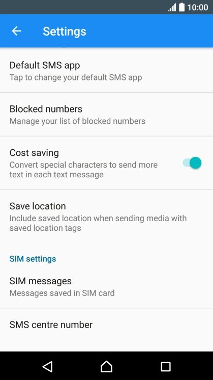 Press SMS centre number.