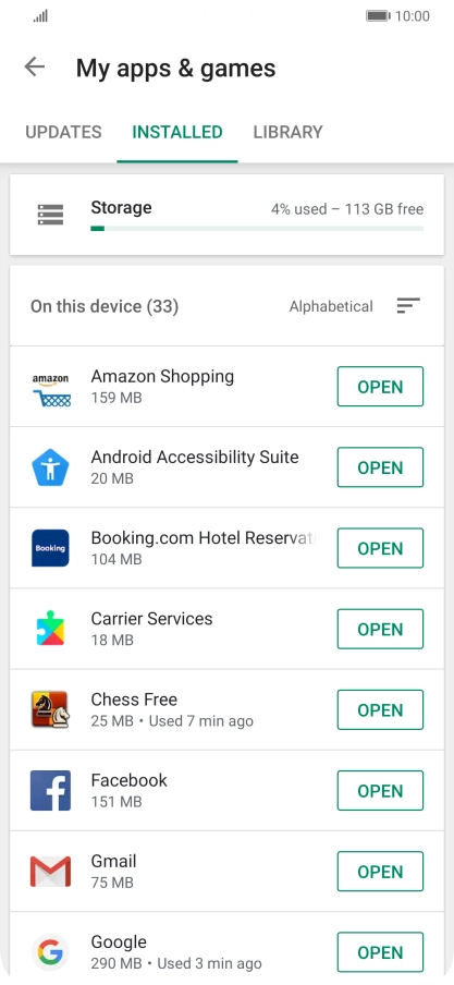 Press the required app.