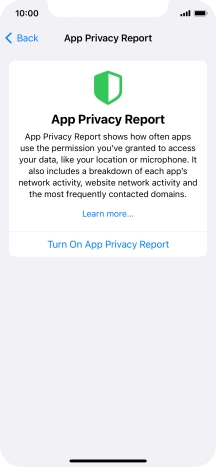 Press Turn On App Privacy Report to turn on the function.
