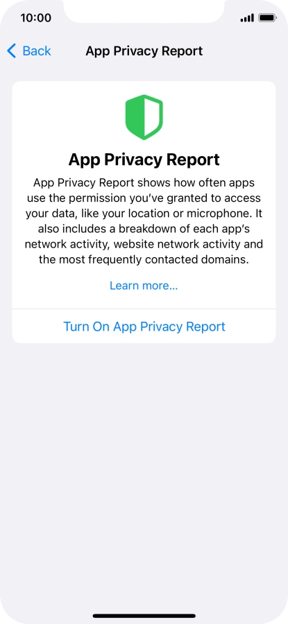 Press Turn On App Privacy Report to turn on the function.