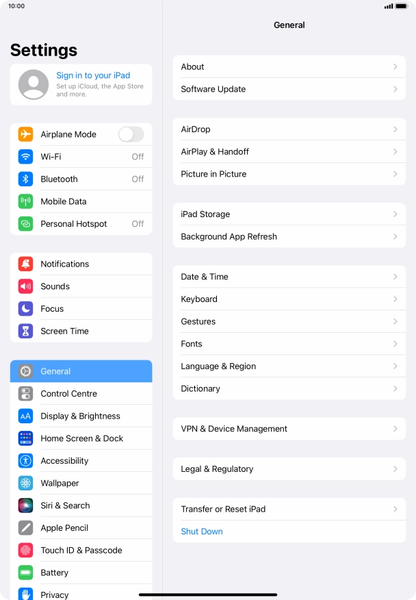 Press Sign in to your iPad.