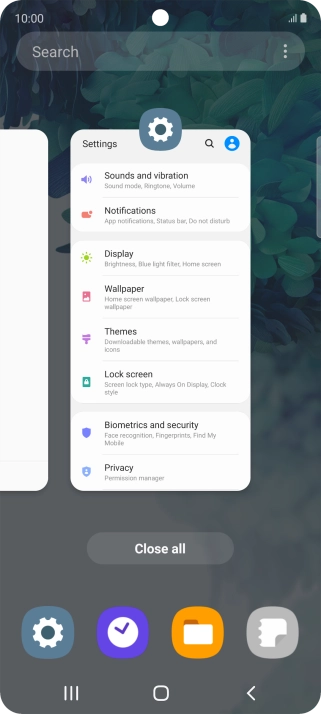 To end one running application, slide your finger upwards on the required application.