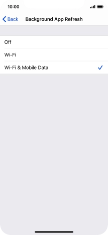 To turn off background refresh of apps, press Off.