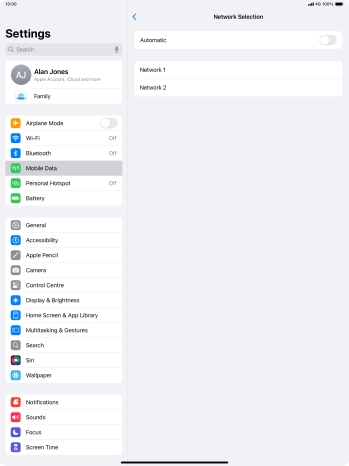 If you turn off the function, press the required network.