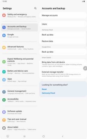 Press Manage accounts.