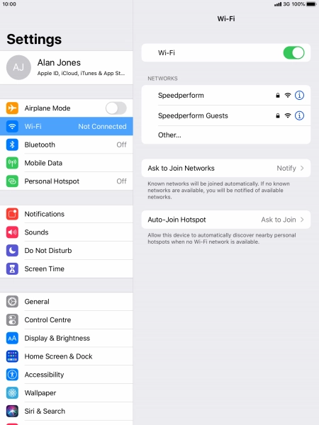 Press the required Wi-Fi network and key in the password for the Wi-Fi network.