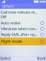 Select Flight mode to turn flight mode on or off.