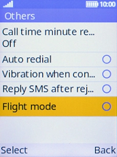Select Flight mode to turn flight mode on or off.