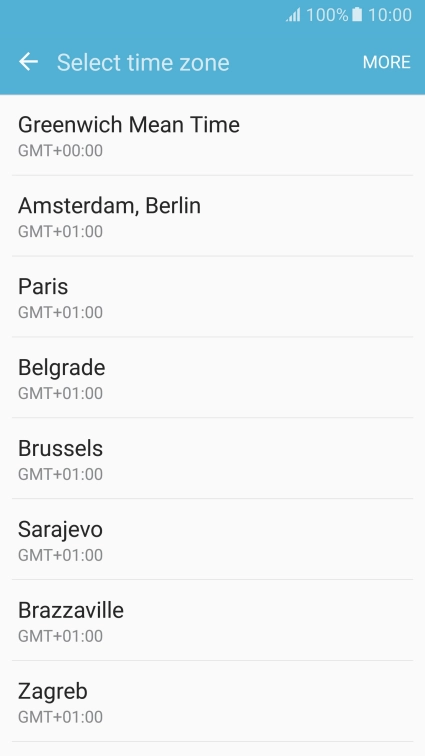 Press the required time zone.