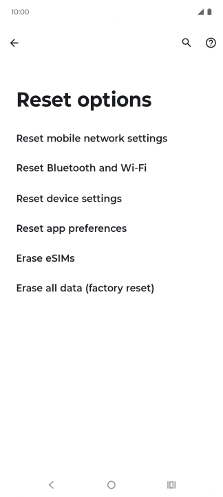Press Erase all data (factory reset).