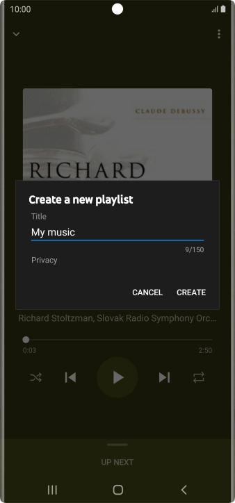 Key in a name for the playlist and press CREATE.