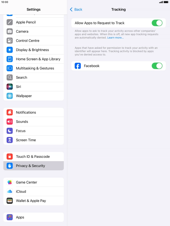 Press the indicator next to 