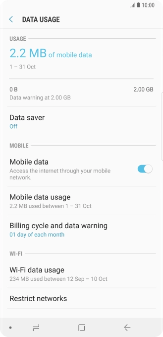 The total data usage is displayed.