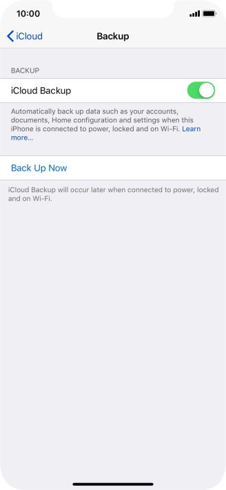 Press Back Up Now and wait while the phone memory is backed up.