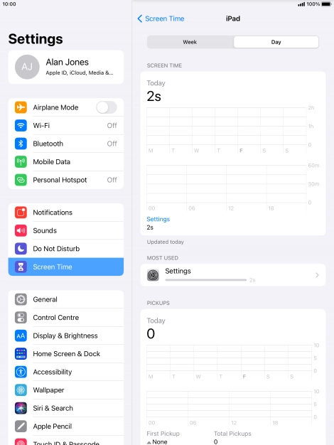 Today's use is displayed.