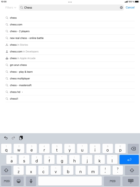 Key in the name or subject of the required app and press enter.