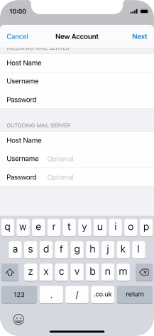 Press Username and key in the username for your email account. Please note that if you're using Vodafone's outgoing server, leave the username field empty.