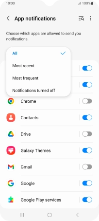 Press the required setting.