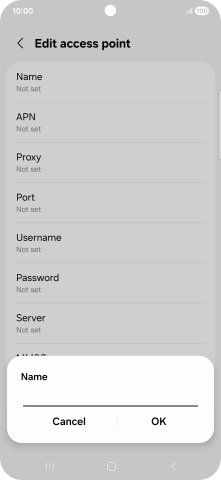 Key in Vodafone Internet and press OK.