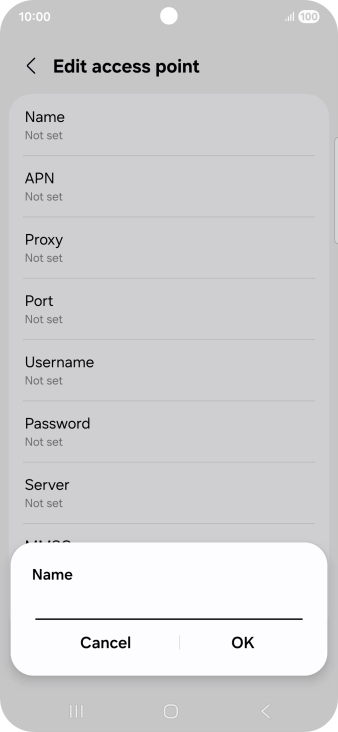Key in Vodafone Internet and press OK.