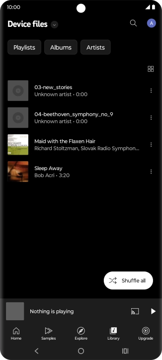 Press the required audio file.