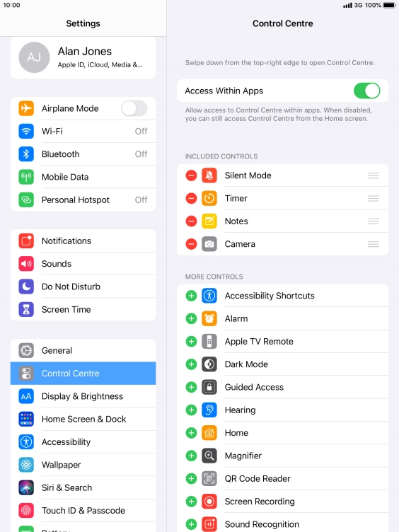 Press the indicator next to 