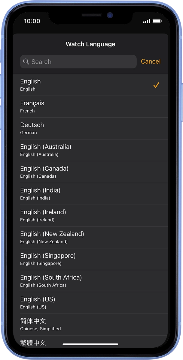 On your phone: Press the required language.