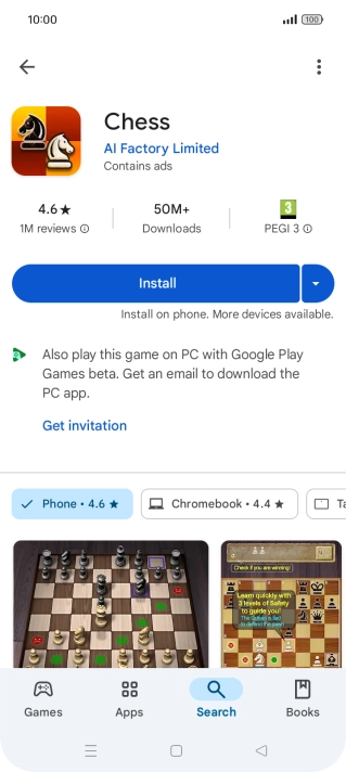 Press Install and follow the instructions on the screen to install the app.