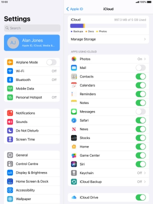 Press iCloud Backup.