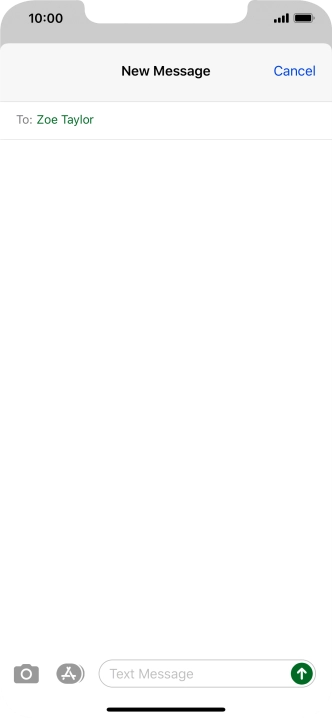 Press the text input field and write the text for your text message.