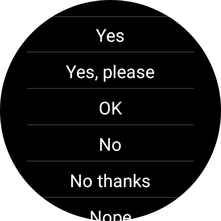 Press the required reply.