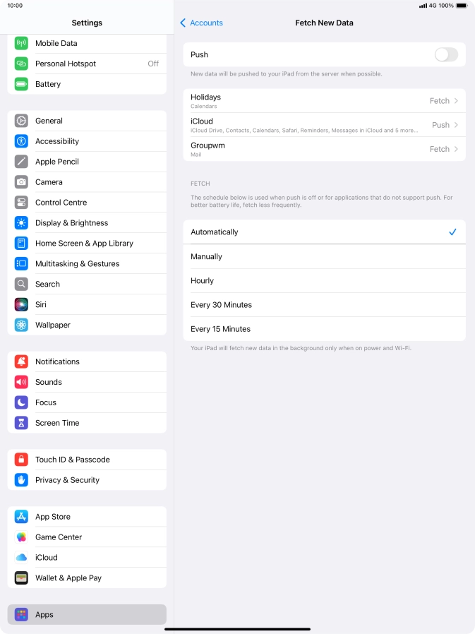 If you turn off the function, press the required setting.