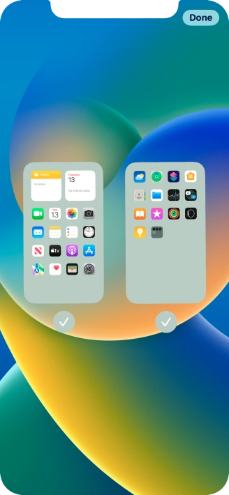 Press the fields below the required home screens to select or deselect them.