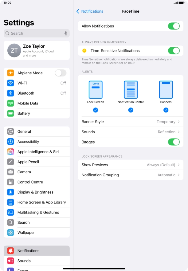 Press the indicator next to 