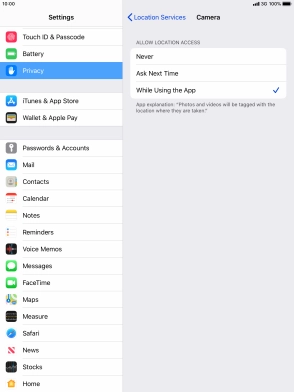 Press the required setting to turn the function on or off.