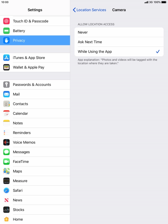 Press the required setting to turn the function on or off.